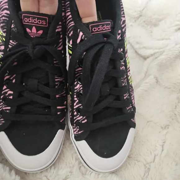 Adidas Nizza Platform Women's Zebra Pattern Sneakers - Black, Pink, Yellow - Picture 10 of 11